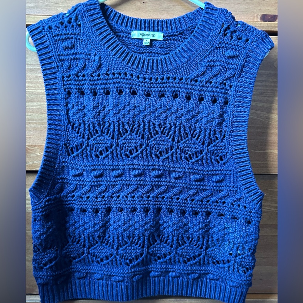 Madewell navy blue crochet sweater vest